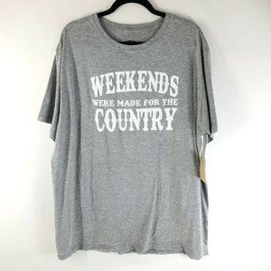 Natural Blue Mens T Shirt Weekends Were Made for the Country Short Slv Gray XL